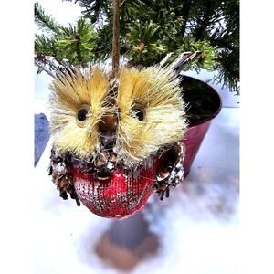 Pottery Barn 4.5" Pinecone Twigs Woodland Owl in Sweater Christmas Ornament